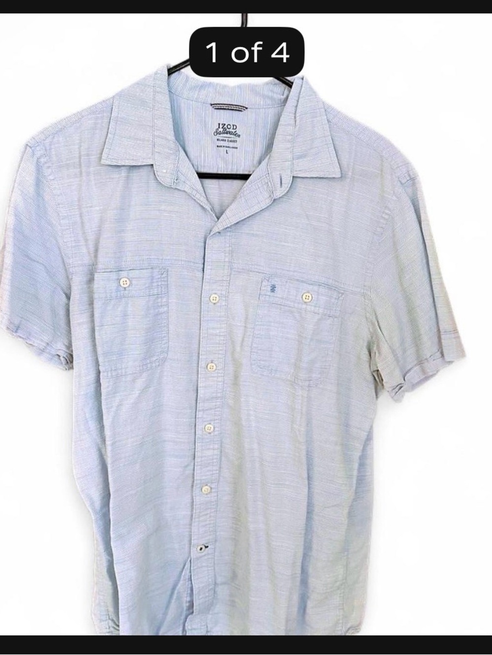 Izod Men’s Light Blue Short Sleeve Casual Button-Down Shirt